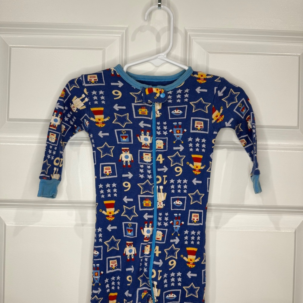 Baby Gap Sleepwear Robot Stars Footed Pajamas Size 3-6 Months - Picture 2 of 4